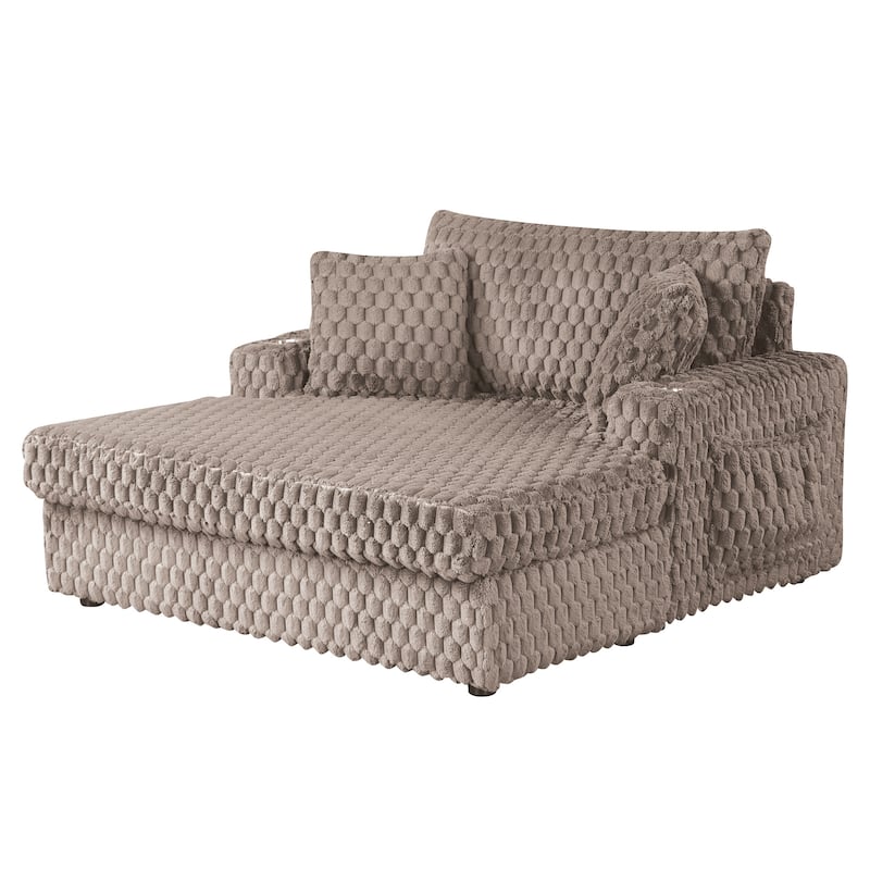Modern Soft Indoor Chaise Lounge Couch Sofa Bed with Pillows