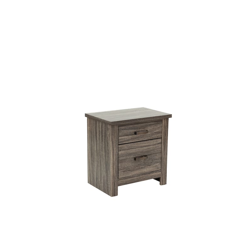 Gray Oak Wood Nightstand, Compact and Stylish - Brown Gray