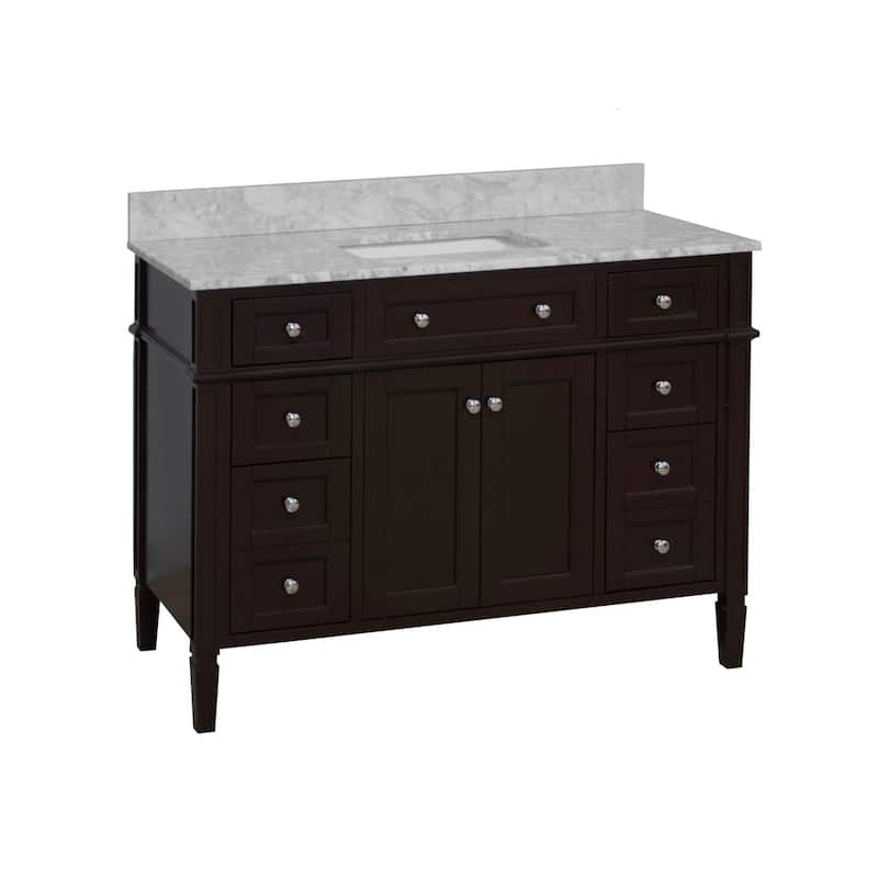 KitchenBathCollection Hailey 48" Bathroom Vanity with Carrara Marble Top