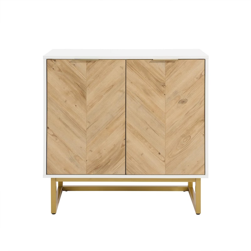 Homy Casa Herringbone Accent Cabinet, Adjustable Shelf, Living Sideboard