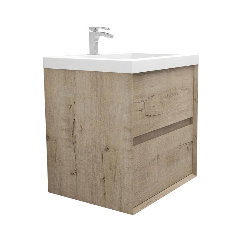 Selina 24" Wall Mounted Vanity with Single Sink - 24 - Matte - Light Oak