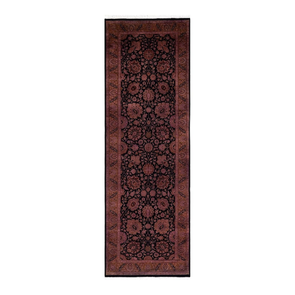 Overton Hand Knotted Wool Vintage Inspired Modern Contemporary Overdyed Pink Runner Rug - 3' 0" x 9' 1"