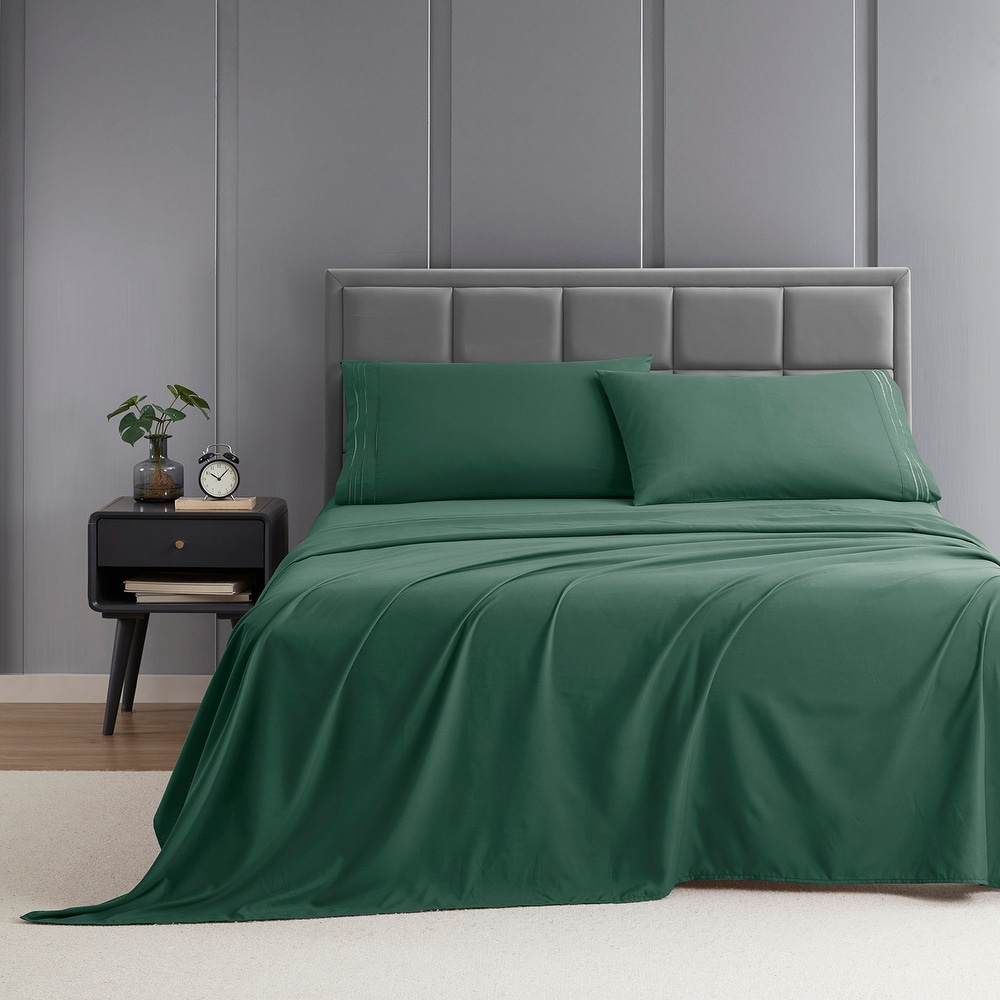 DeaLuxe Bedding 21” Queen Size Deep Pocket Fitted Sheet Only - Queen XL  Sheets for Thick Mattress Pillow Top Air Mattress 18-20 Inch - Medium Grey  