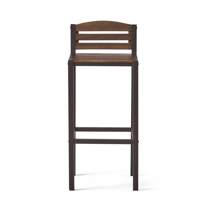 Milos Outdoor Acacia Wood Barstool (Set of 2) by Christopher Knight Home - 17.50" D x 15.75" W x 37.75" H