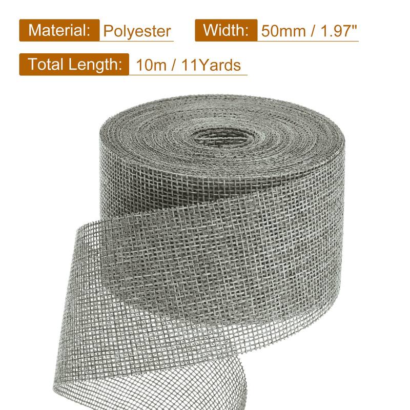 Burlap Ribbon, 2 Inch Wide 10 Yards Burlap Wired Ribbon - Grey