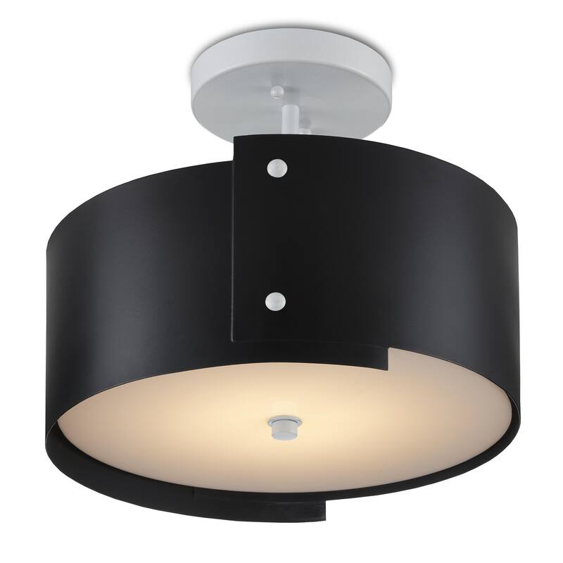 Currey & Company Ritsu Black Semi-Flush Mount - 12"h x 13.75"dia
