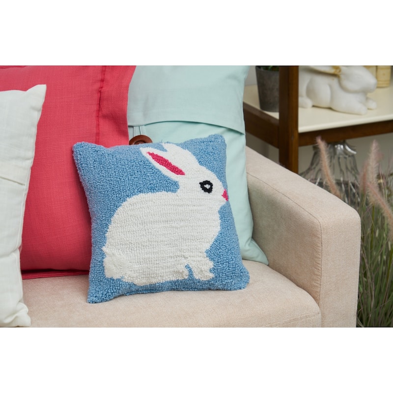 12" x 12" Easter Bunny Hooked Pillow