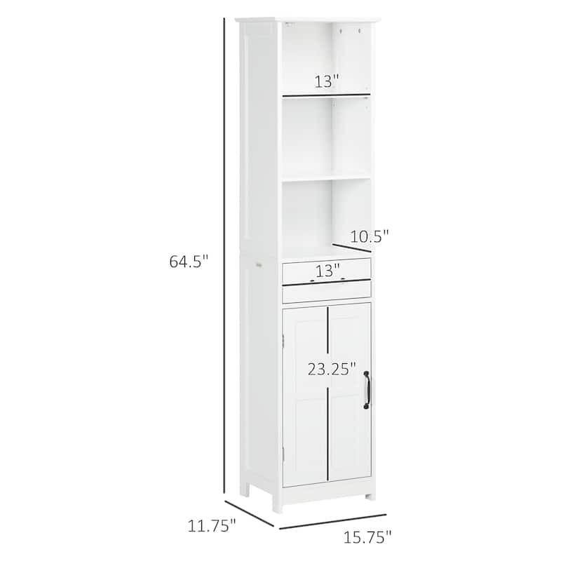 White Bathroom Storage Cabinet with Adjustable Shelves Drawer and Enclosed Compartment for Towels and Essentials