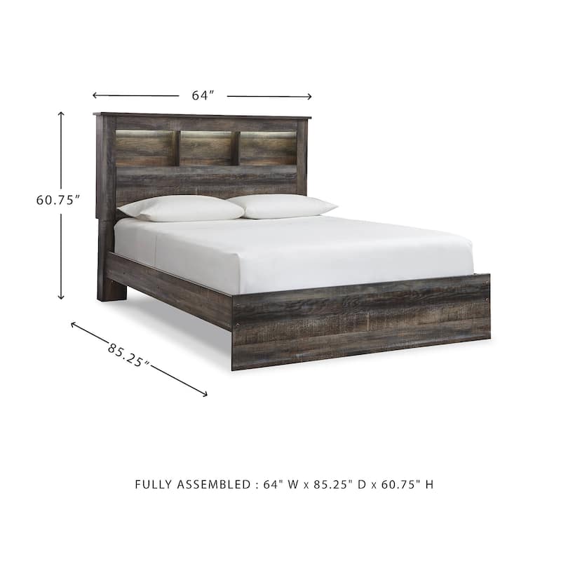 Drystan Rustic Brown Bookcase Bed
