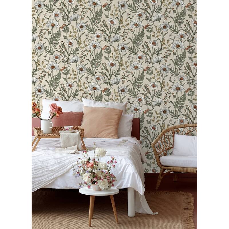 Spring Meadow Cream Peel and Stick Wallpaper