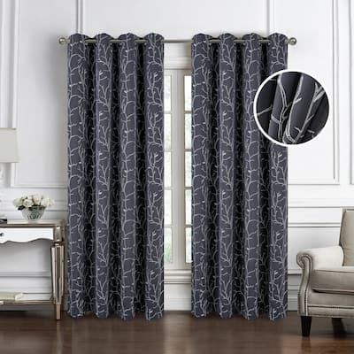 Luciana Vines Embroidered Privacy Window Curtain Panel 84" or 90"