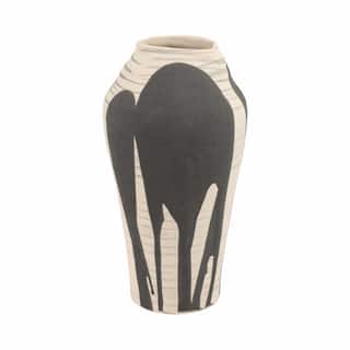 Sagebrook Home Monforte Portugal Vase, Black/White, Savoir