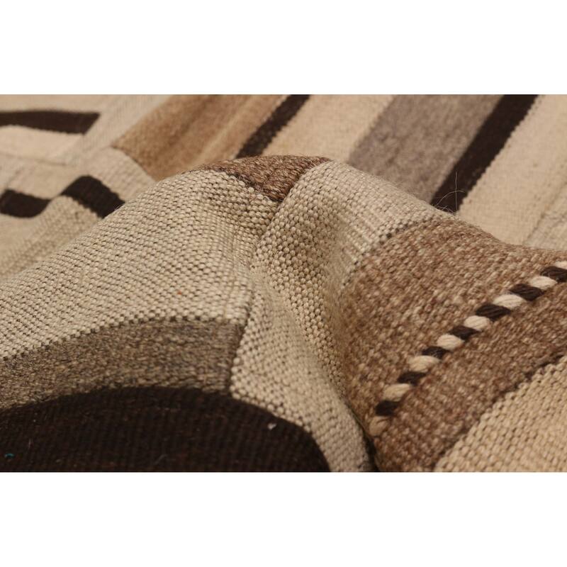 ECARPETGALLERY Flat-Weave Anatolia Patch Cream Wool Kilim - 6'4 x 10'0