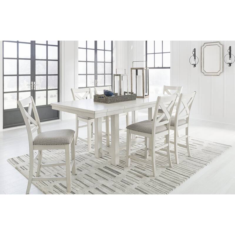 Signature Design by Ashley Robbinsdale Gray/White Counter Height Dining Table and 6 Bar stools