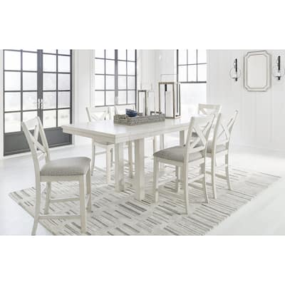 Signature Design by Ashley Robbinsdale Gray/White Counter Height Dining Table and 6 Bar stools