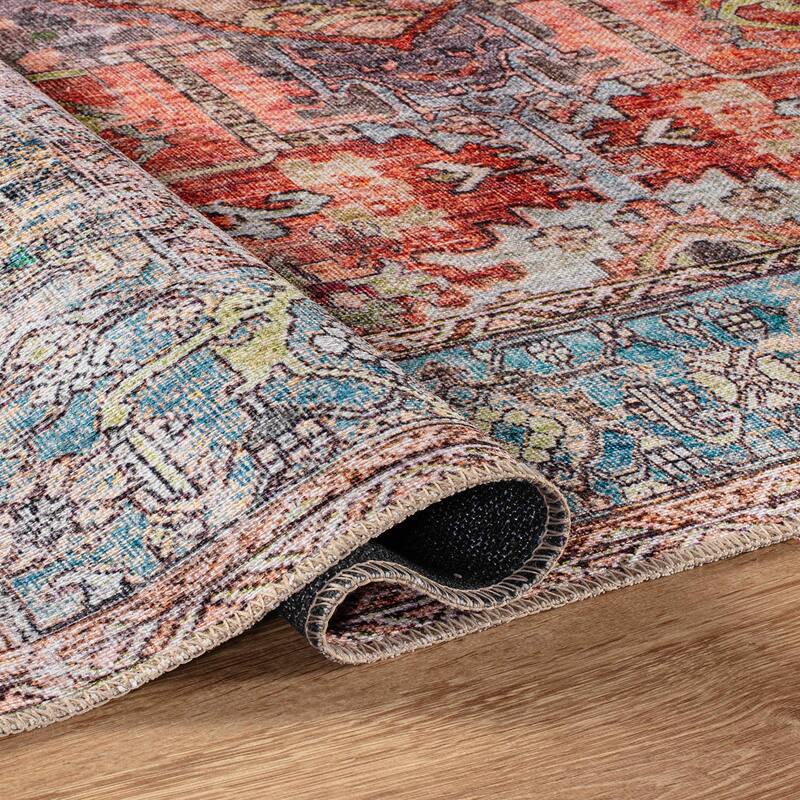World Rug Gallery Vintage Inspired Distressed Machine Washable Area Rug