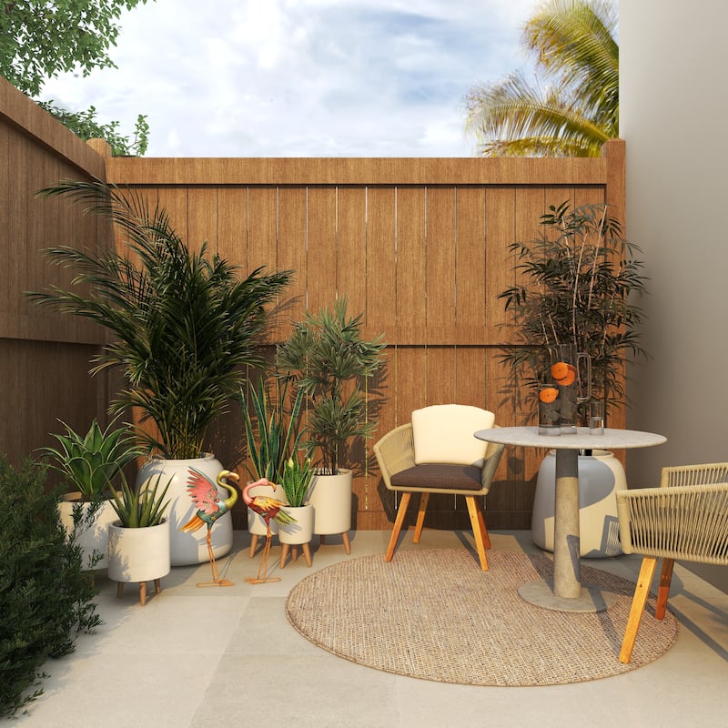 Metal Flamingo Indoor Outdoor Embossed Standing Decorative Garden Sculpture - Set of 2 Multi Colored - Roche River Decor