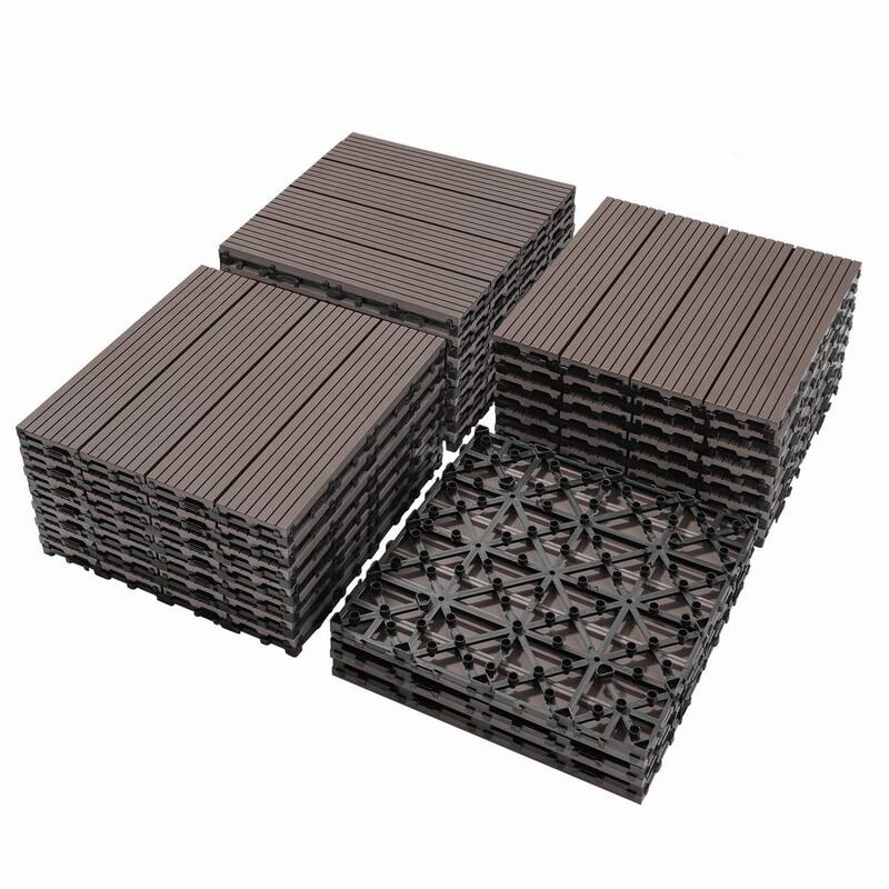 11.8" x 11.8" square wood-plastic composite deck tiles