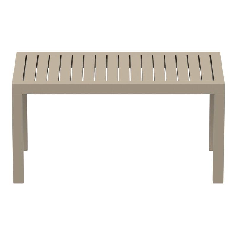 36" Taupe Brown Patio Solid Rectangular Patio Resin Coffee Table