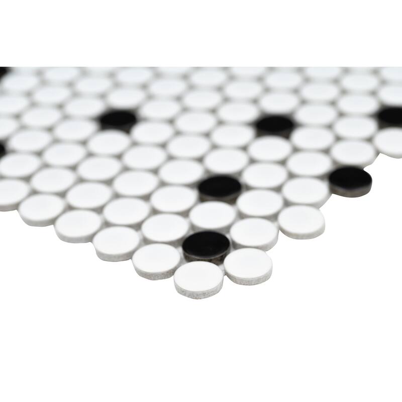 Ackland AKM-P-11X12PRG-CA 12" x 13" Porcelain Penny Floor and Wall