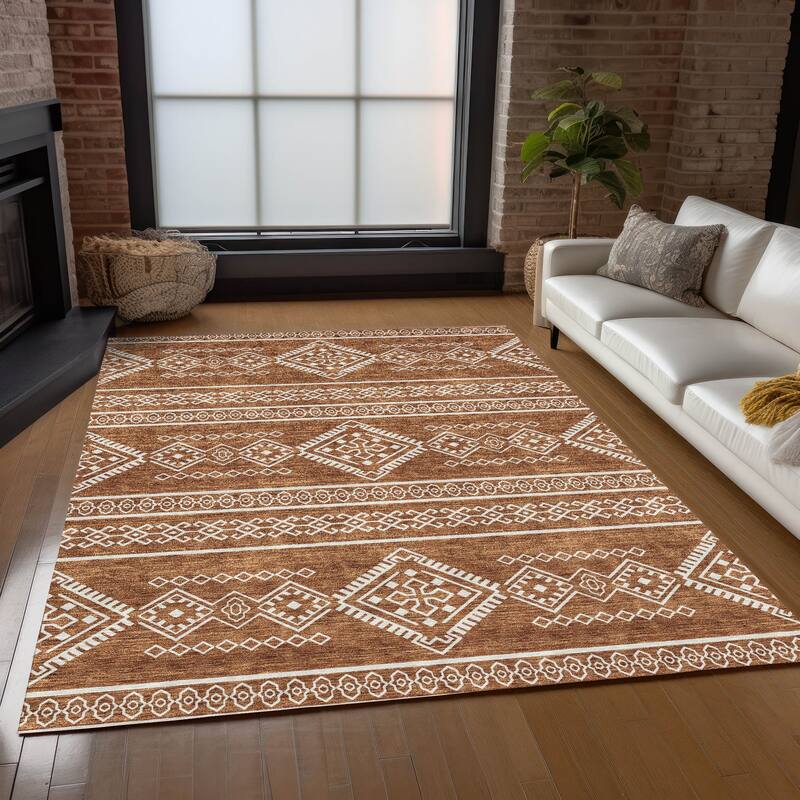 Machine Washable Indoor/ Outdoor Chantille Moroccan Boho Rug
