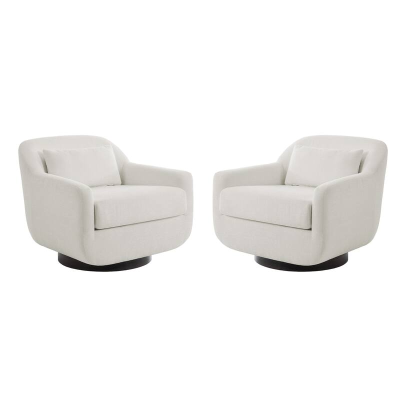 Miles Chenille Scandinavian Swivel Lounge Armchair(Set of 2)