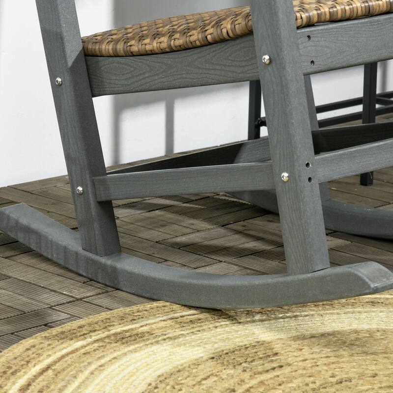 Outsunny Outdoor Rocking Chairs, Porch Rocker w/ Soft Padded Seat and Backrest, Fade-Resistant HDPE Frame Rocker Chair