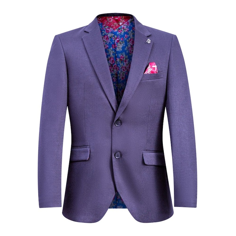 Elie Balleh Boys' Slim Fit Classic Blazer - S/4 - Navy