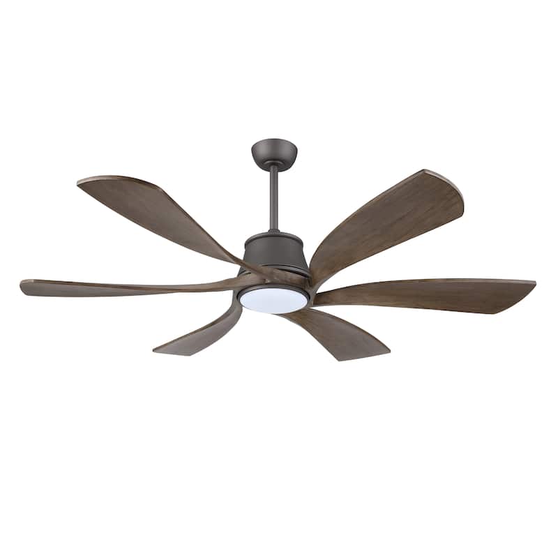 MLiAN 60 inch 6-Blades Indoor Smart LED Ceiling Fan With Remote... - 60inch - Charcoal Gray and Light Wood Grain
