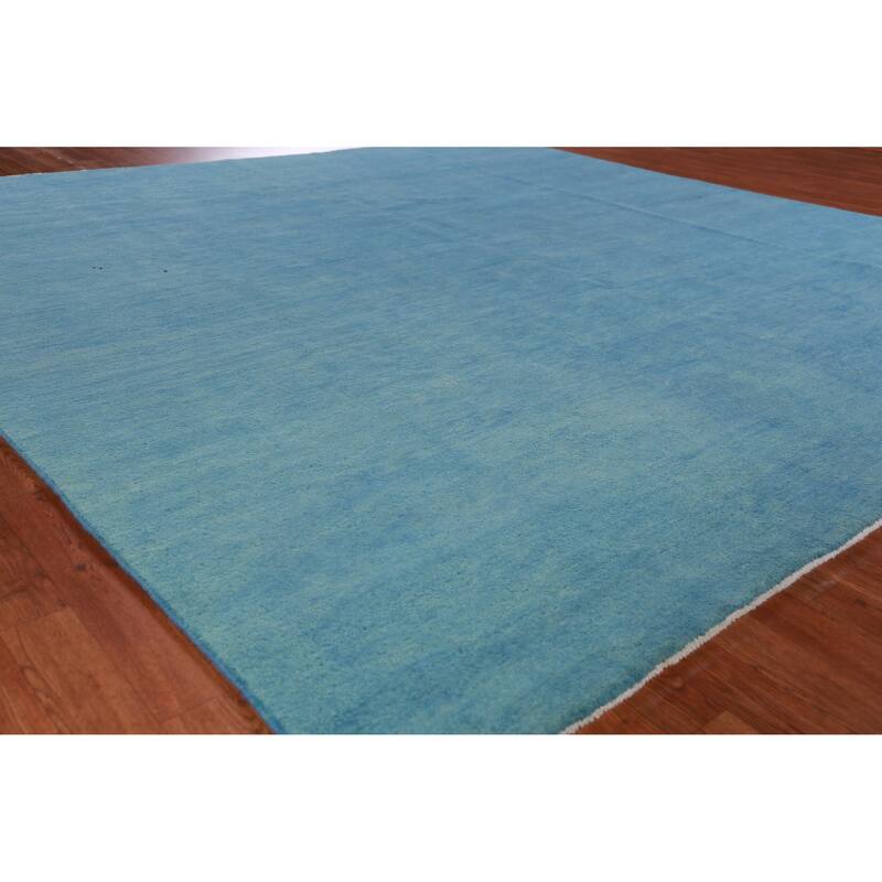 Hand Knotted Oriental 100% Wool Carpet Modern Solid Navy Blue & Blues Gabbeh Area Rug - 9' 9'' X 9' 9''