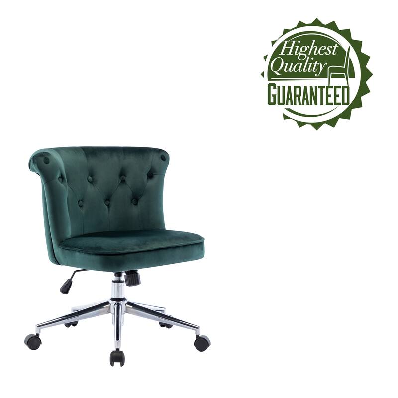 Porthos Home Quoba Tufted Velvet Office Chair, Castors and Footers Both Included