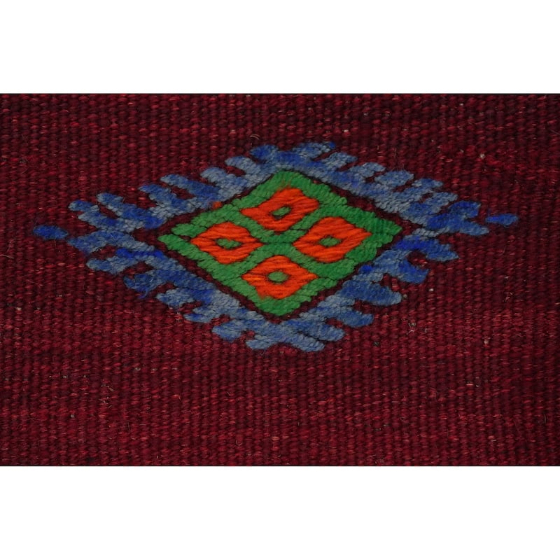 Hand Woven Oriental 100% Wool Carpet Southwestern Tribal Red Kilim Area Rug - 10' 7'' X 5' 10''