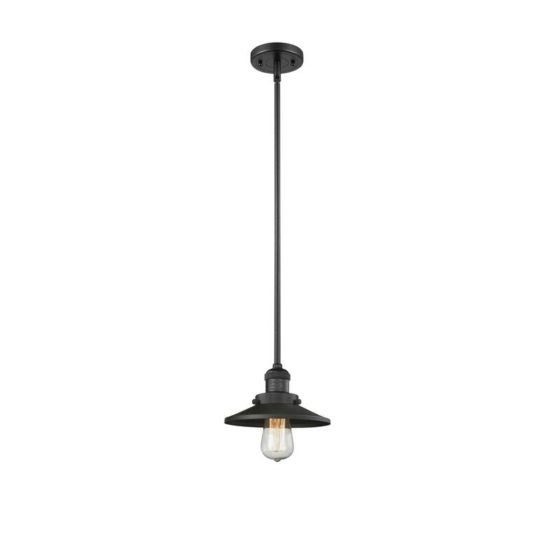 Innovations Lighting Franklin Restoration Railroad - 1 Light 8" Stem Hung Mini Pendant - Matte Black