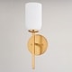 preview thumbnail 8 of 9, Shelby Natural Brass Gold Transitional Lighting Fixture, Frosted White Opal Glass Cylinder Shade, Dimmable, LED Compatible