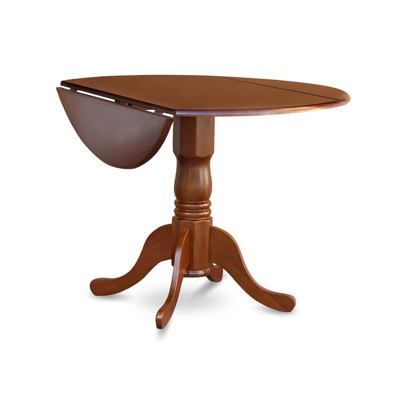 East West Furniture 5 Piece Dinette Set- a Round Dining Table and 4 Dining Room Chairs, Saddle Brown (Seat Options)