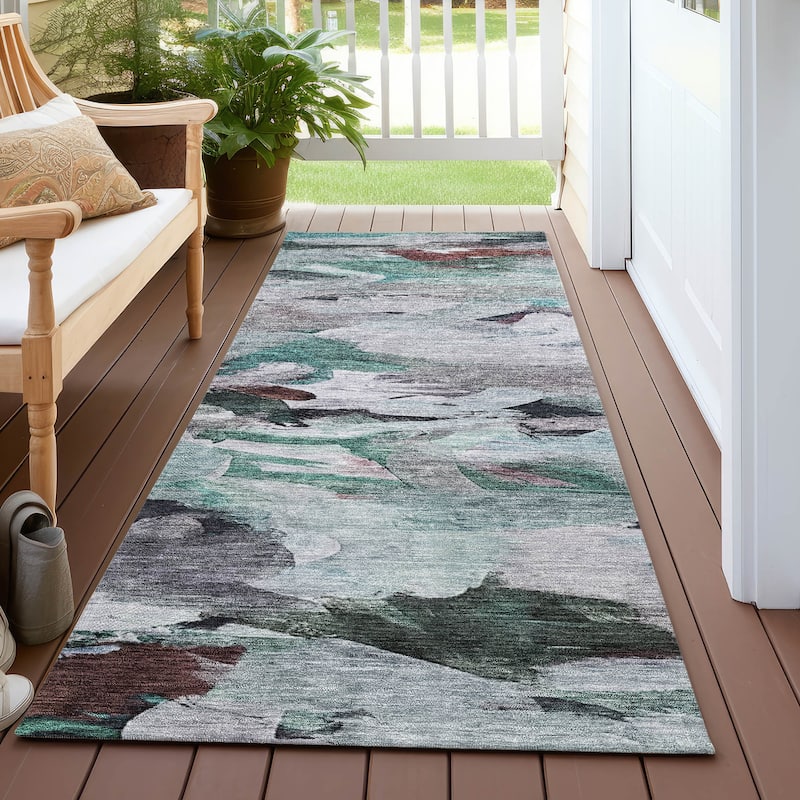Machine Washable Indoor/ Outdoor Modern Chantille Rug