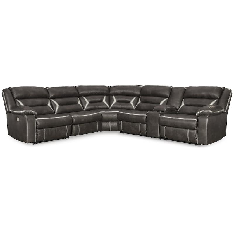 Signature Design by Ashley Kincord Black 4-Piece Power Reclining Sectional - Left Facing