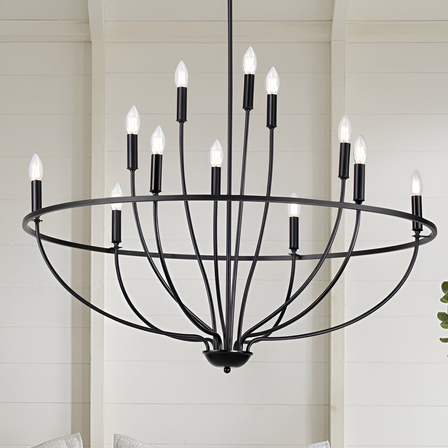 Orono 12-Light Metal Black Chandelier - Graceful Curve Candlestick Ceiling  Light - On Sale - Bed Bath & Beyond - 39118943