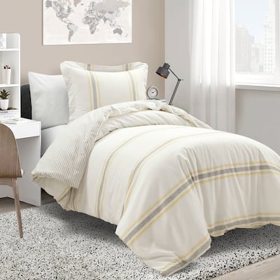 Lush Decor Farmhouse Stripe 3 Piece Duvet Cover Set