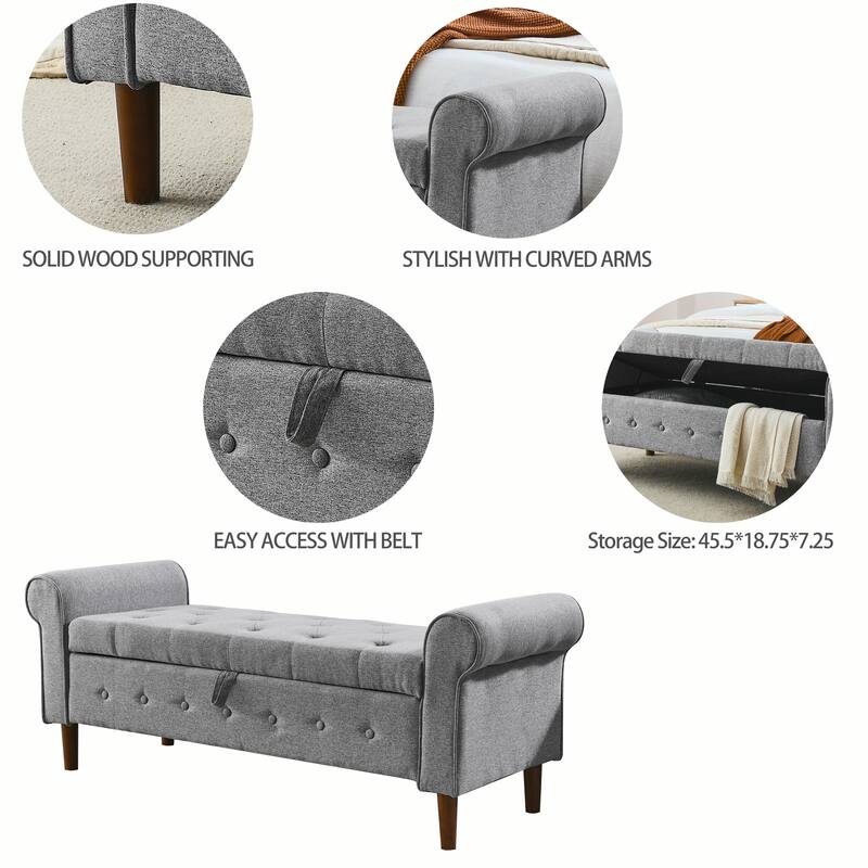 Bedroom Tufted Button Storage Bench