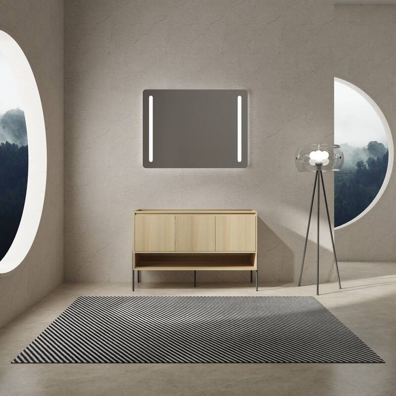 Freestanding Bathroom Cabinet with Four Doors, Floor-to-Ceiling Storage in Engineered Wood (No Top Sink Included)
