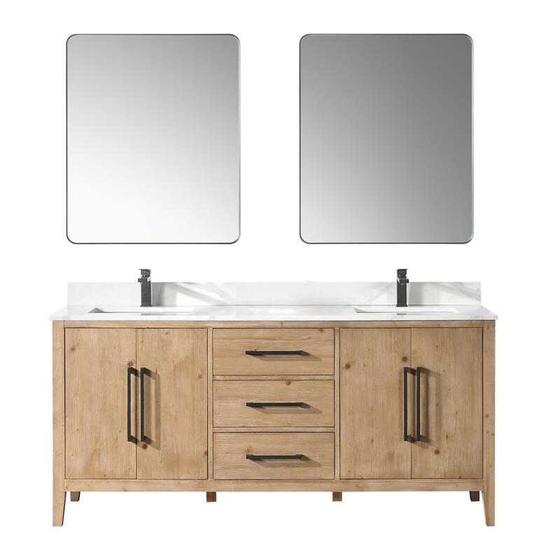 Altair Laurel Bath Vanity with Calacatta White Quartz Stone Countertop with Mirror