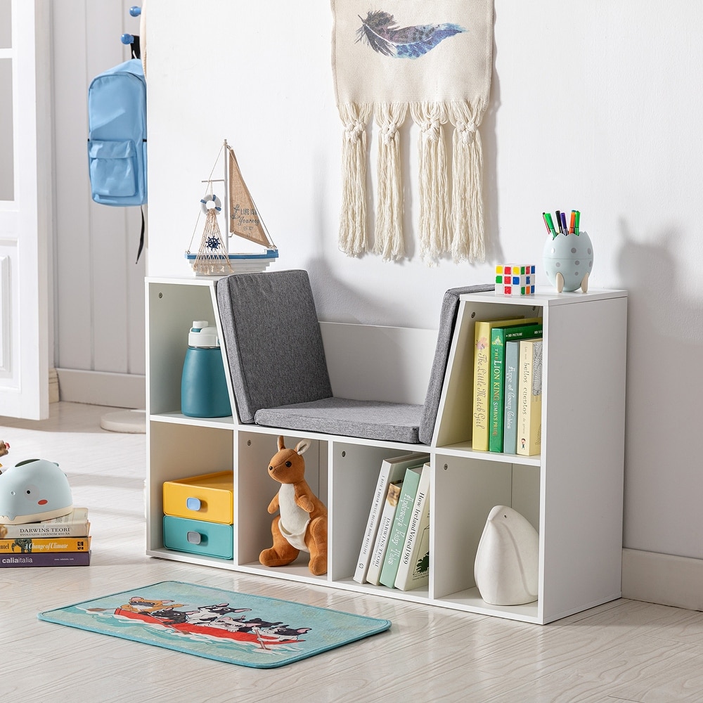 Kid Room with Stacked Book Ledges - Transitional - Girl's Room