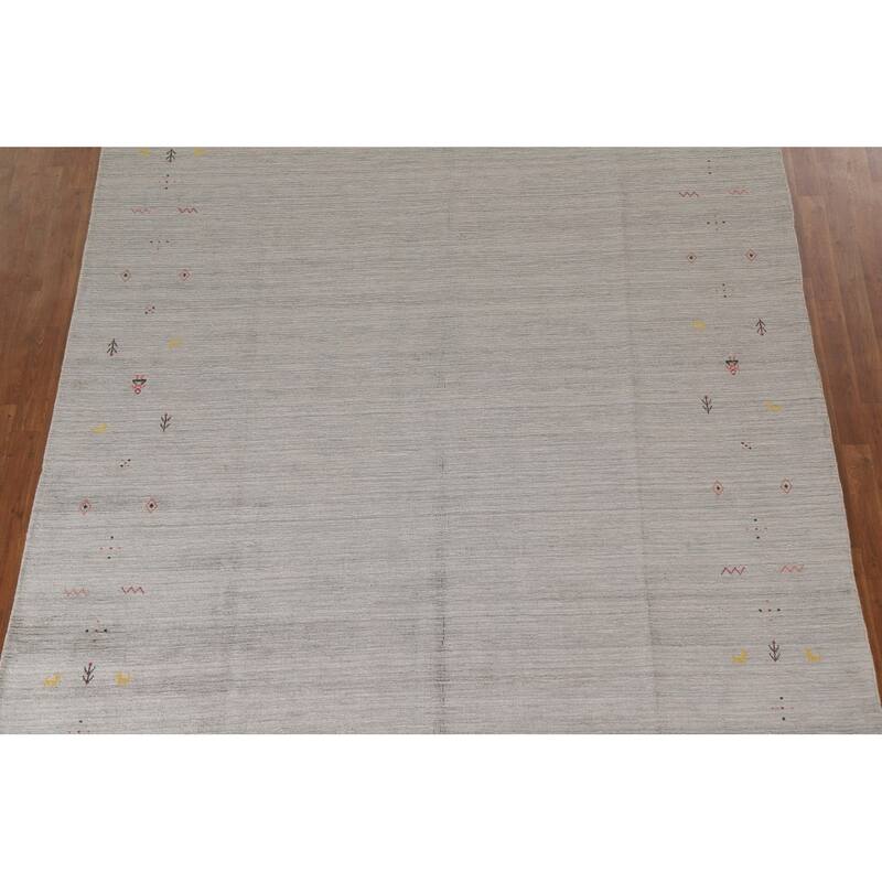 Tribal Gabbeh Area Rug Hand-Knotted Wool Carpet - 7'10"x 9'8"