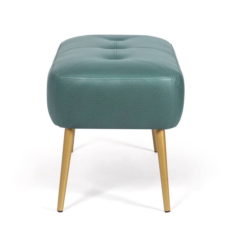 Adeco Modern Ottoman Footrest Button-Tufted Ottoman Bench With Gold Metal Legs