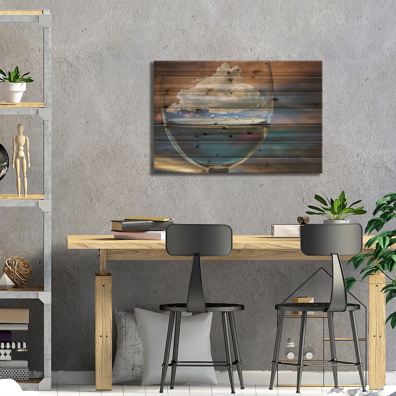 Cloud In A Glass Print On Wood by Chechi Peinado - Multi-Color