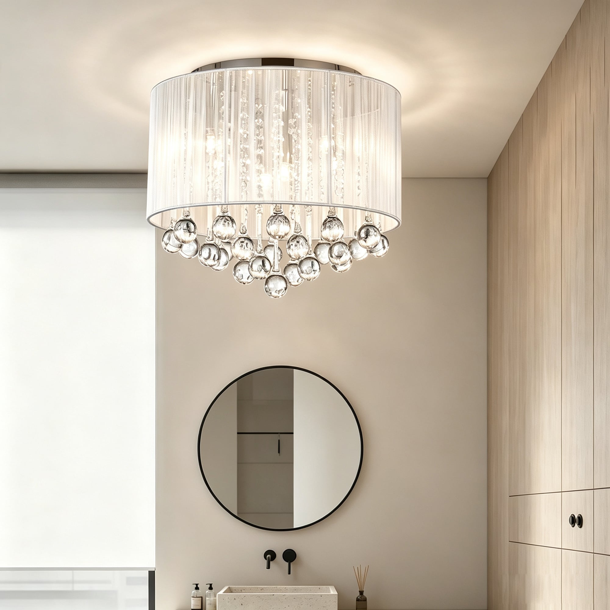 CWI Lighting Water Drop 6 Light Chrome Flush Mount With Silver Shade