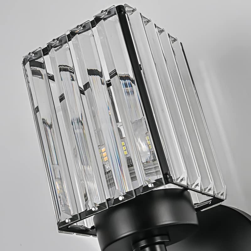 Modern Black 1/2/3/4/5-Light Bathroom Crystal Vanity Light Wall Sconces