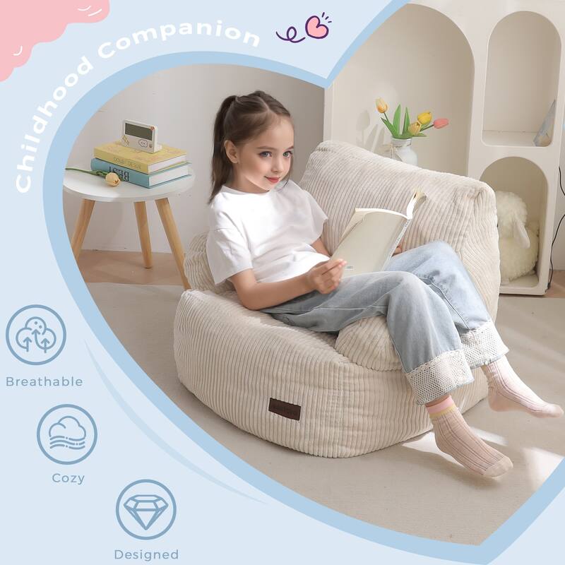 Kids Bean Bag Chair,Sherpa Bean Bag Sofa Couch with Decorative Edges