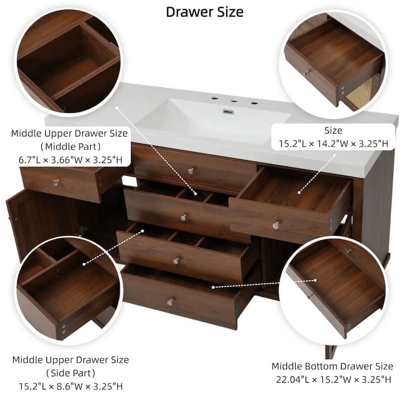 Christopher Knight Home - Emery 60" Bathroom Vanity with SMC Sink, Natural Finish for Modern Large Storage Cabinet